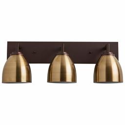 Amazon Brand – Stone & Beam Contemporary 3 Shade Bathroom Vanity Fixture With Light Bulbs - 24.25 x 7.5 x 9.25 Inches, Oil Rubbed Bronze