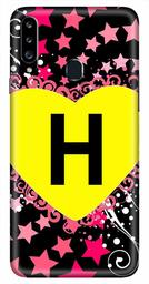 Amazon Brand - Solimo Designer Heart Pattern Alphabet-H 3D Printed Hard Back Case Mobile Cover for Samsung Galaxy A20s