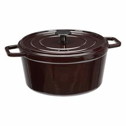 AmazonBasics Premium Enamelled Cast Iron Dutch Oven, 4.7 L - Deep Cranberry