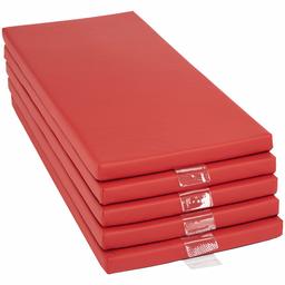 AmazonBasics Memory Foam Rest Nap Mats with Name Tag Holder, Red, 5-Pack