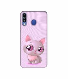 Amazon Brand - Solimo Designer Cute Pink Cat 3D Printed Hard Back Case Mobile Cover for Samsung Galaxy M21