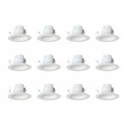 AmazonCommercial 65 Watt Equivalent, 4-Inch Recessed Downlight, Dimmable, CEC Compliant, Energy Star, Round LED Light Bulb | Warm White, 12-Pack