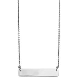 Women's Engravable 925 Sterling Silver Cable Chain Necklace with 7X28MM Polished I.D. Bar, Size 0