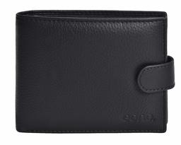 Eono by Amazon 7 Credit Card Leather Wallet- RFID Slim Wallets for Men with 2 ID &Coin Pocket (Black Smooth Nappa)