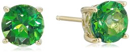 Yellow Gold Plated Sterling Silver Rainforest Green Topaz Stud Earrings made with Swarovski Topaz Gemstones