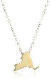 10k Yellow Gold New York State Pendant Necklace, 16