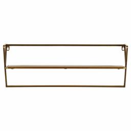 Amazon Brand – Rivet Modern Floating Wall Mounted Shelving Decor - 9 Inch, Natural Wood and Gold