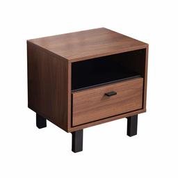 Amazon Brand - Movian Ljungan Bedside Table with 1 Drawer 1 Cube Shelf, 50 x 40 x 50 cm, Walnut Effect