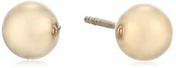 Women's 14Kt Ball Stud Earrings 5mm With Silicone Covered Pushbacks, Gold, One Size