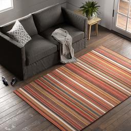 Amazon Brand – Stone & Beam Modern Multi-Colored Stripe Area Rug, 5 x 8 Foot, Sun Multi