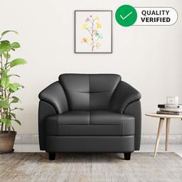 Amazon Brand - Solimo Newport Leatherette 1 Seater Sofa (Black)