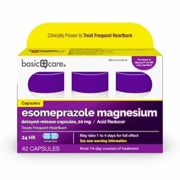 Amazon Basic Care Esomeprazole Magnesium Delayed Release Capsules, 20 mg, Acid Reducer, 42 Count (Packaging may vary)