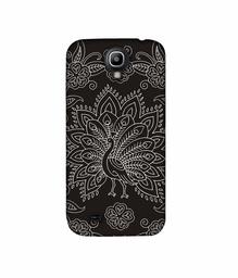 Amazon Brand - Solimo Designer White Peacock Rangoli 3D Printed Hard Back Case Mobile Cover for Samsung Galaxy S4 GT i9500