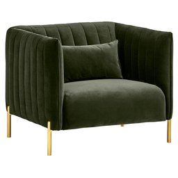 Amazon Brand – Rivet Frederick Mid-Century Modern Tufted Velvet Living Room Chair, 38