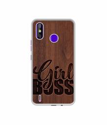 Amazon Brand - Solimo Designer Girl Boss On Wood UV Printed Soft Back Case Mobile Cover for Tecno Spark 4 Air