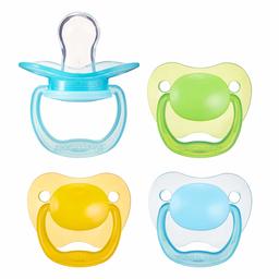 Amazon Brand - Mama Bear Baby Pacifier, Stage 1 (0-6M), BPA Free, Assorted Colors (Pack of 4)