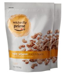 Wickedly Prime Roasted Cashews, Honey Sesame, 12 Ounce (Pack of 2)