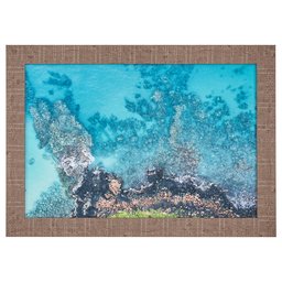 Amazon Brand – Rivet Modern Hawaiian Coral Print, Wood-Tone Frame, 30