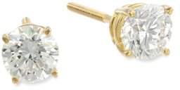 IGI-Certified 18k Yellow Gold Round-Cut Diamond Stud Earrings (1 1/2 cttw, H-I Color, SI1-SI2 Clarity)