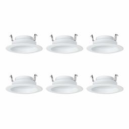 AmazonCommercial 65 Watt Equivalent, 4-Inch Recessed Downlight, Dimmable, Round LED Light Bulb | Warm White, 6-Pack (Renewed)