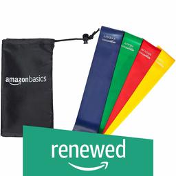 (Renewed) AmazonBasics 4-Piece Exercise and Resistance Loop Bands with Bag