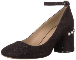 The Fix Mona Zapato de tacón Alto con Correa de Tobillo, tacón de Bloque, Adornado, para Mujer, Black Speckle Suede, 7.5 B(M) US