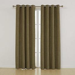 UMI. by Amazon - Cortinas opacas para janelas de sala de estar quarto Oifcina hotel isolantes térmicas 2 peças estilo moderno e elegante economia de energia com olhos 140 x 245 cm castanho