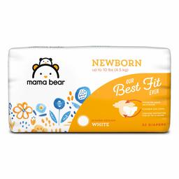 Amazon Brand - Mama Bear Best Fit Diapers, Newborn, 32 Count, White Print [Packaging May Vary]