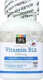 365 Everyday Value, Vitamin B12 500mcg Lozenges, 100 ct