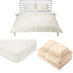 Pinzon Bedding and Towel Set, Double - Cream