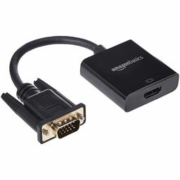 AmazonBasics Gold-Plated HDMI (Female) to VGA (Male) Adapter with 3.5mm Audio Port (Only from HDMI to VGA) (Renewed)