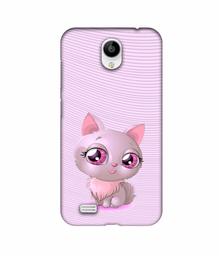 Amazon Brand - Solimo Designer Cute Pink Cat 3D Printed Hard Back Case Mobile Cover for Vivo Y21L