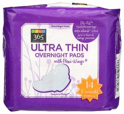 365 Everyday Value, Overnight Pads, Ultra Thin, 14 ct