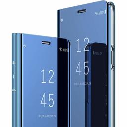 Amazon Brand - Solimo Protective Clear View flip Cover for Realme 5 Pro (Blue)