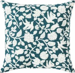 Amazon Brand – Ravenna Home Modern Floral Throw Pillow - 20 x 20 Inch, Teal