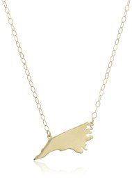 Amazon Collection10k Yellow Gold North Carolina State Pendant Necklace, 17