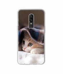 Amazon Brand - Solimo Designer Sleepy Kitten UV Printed Soft Back Case Mobile Cover for OnePlus 6