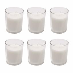 Amazon Brand - Solimo Votive Glass Candles, Pack of 6 (Unscented)