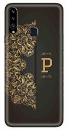 Amazon Brand - Solimo Designer Black Pattern Alphabet-P 3D Printed Hard Back Case Mobile Cover for Samsung Galaxy A20s