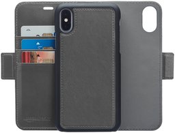 AmazonBasics iPhone X PU Leather Wallet Detachable Case, Dark Grey