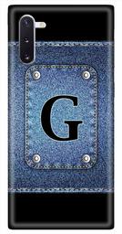 Amazon Brand - Solimo Designer Button Jeans Alphabet-G 3D Printed Hard Back Case Mobile Cover for Samsung Galaxy Note 10