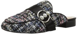 Amazon Brand - The Fix Women's Dafnee Loafer Slide with Pearl Buckle, black/multi tweed, 11 B US