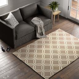 Amazon Brand – Stone & Beam Contemporary Interlocking Rings Wool Area Rug, 5 x 7 Foot, Coffee