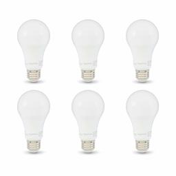 AmazonBasics 100W Equivalent, Soft White, Non-Dimmable, 10,000 Hour Lifetime, A19 LED Light Bulb | 6-Pack