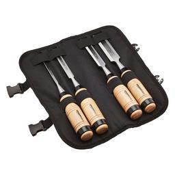 AmazonBasics 4-Piece Wood Chisel Set - 1/4-Inch to 1-Inch, Wooden Handle (Renewed)