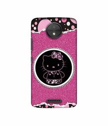 Amazon Brand - Solimo Designer Kitty with Glitter 3D Printed Hard Back Case Mobile Cover for Motorola Moto C Plus