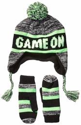 Spotted Zebra 2-Piece Sweater Trapper and Mittens cold-weather-accessory-sets, Game on, X Small (4-7)