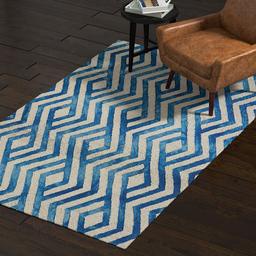 Amazon Brand – Rivet Modern Geometric Area Rug, 5 x 8 Foot, Blue, Ivory