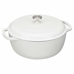 AmazonBasics Enamelled Cast Iron Dutch Oven - 5.67 l, Matte White