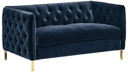 Amazon Brand – Rivet Eva Mid-Century Modern Tufted Velvet Down-Filled Loveseat Sofa Couch, 60.5